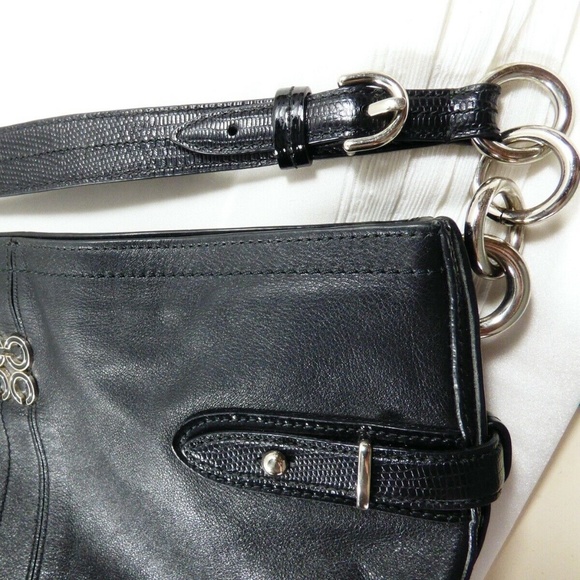 Coach Black Leather Shoulder arm  bag purse - Picture 5 of 12